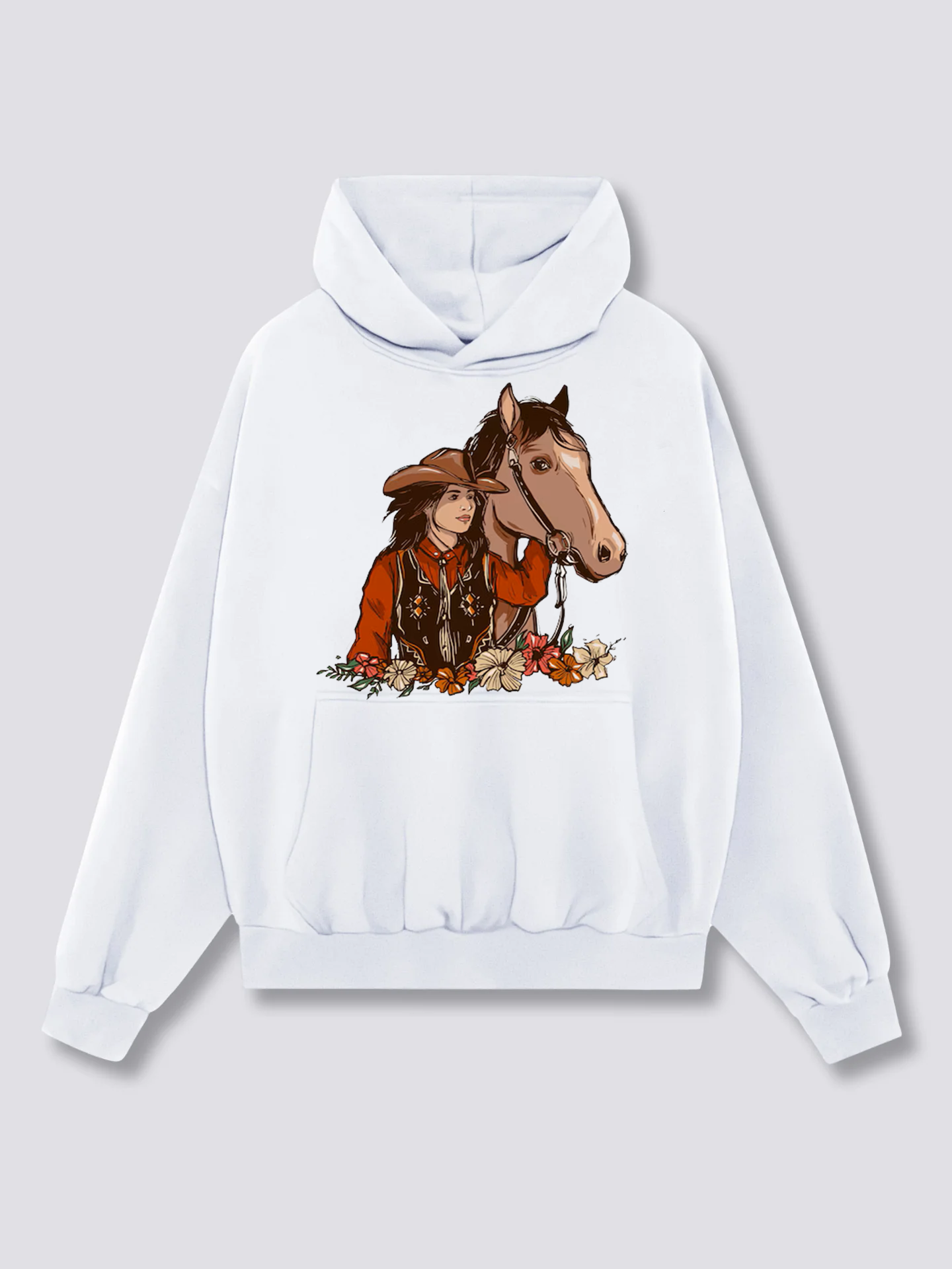 Wild Flowers and Wild Horses Oversize Hoodies