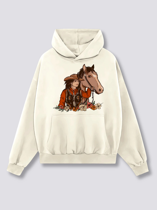 Wild Flowers and Wild Horses Oversize Hoodies