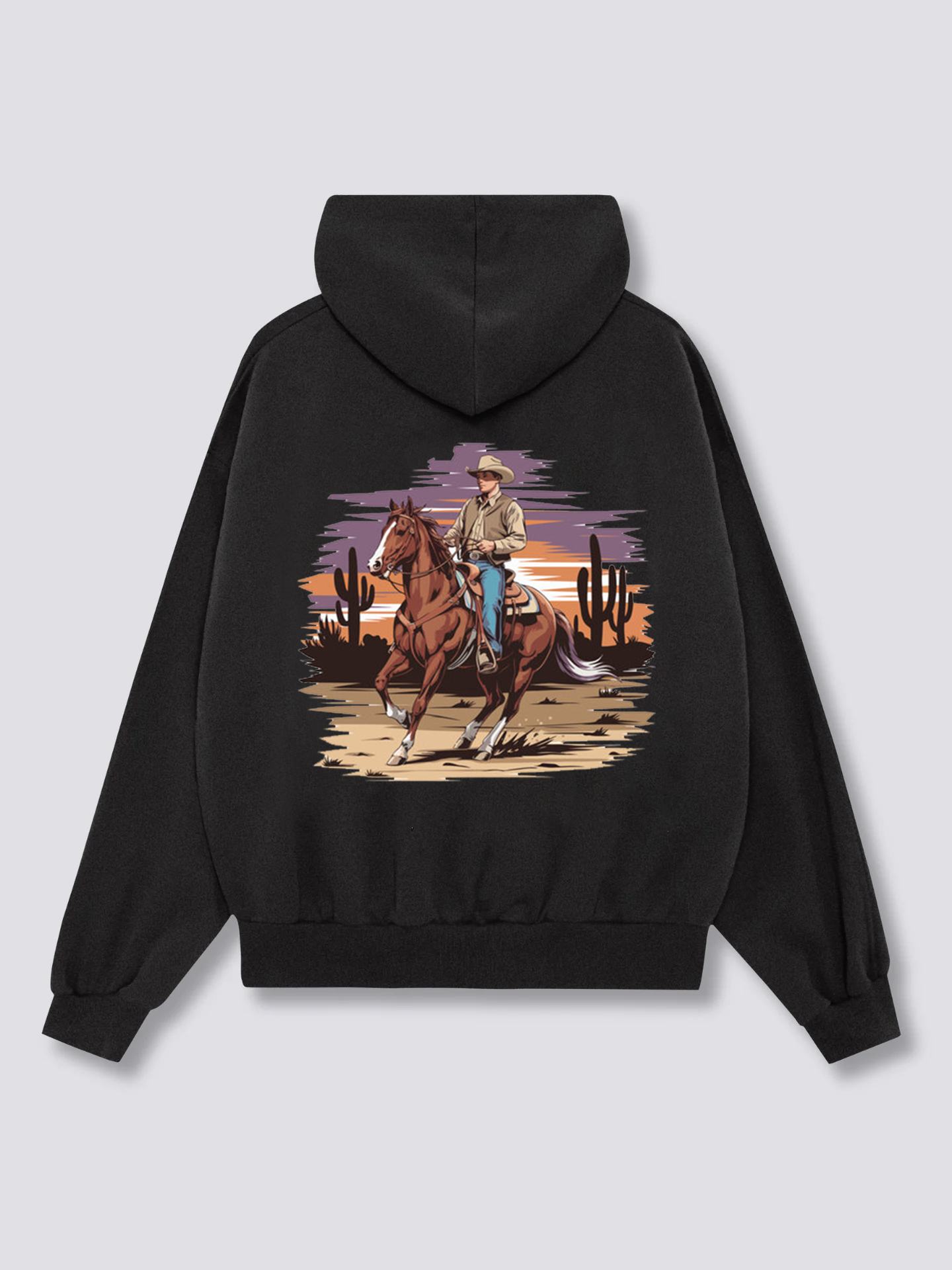 Cowboy Riding in Desert Hoodies