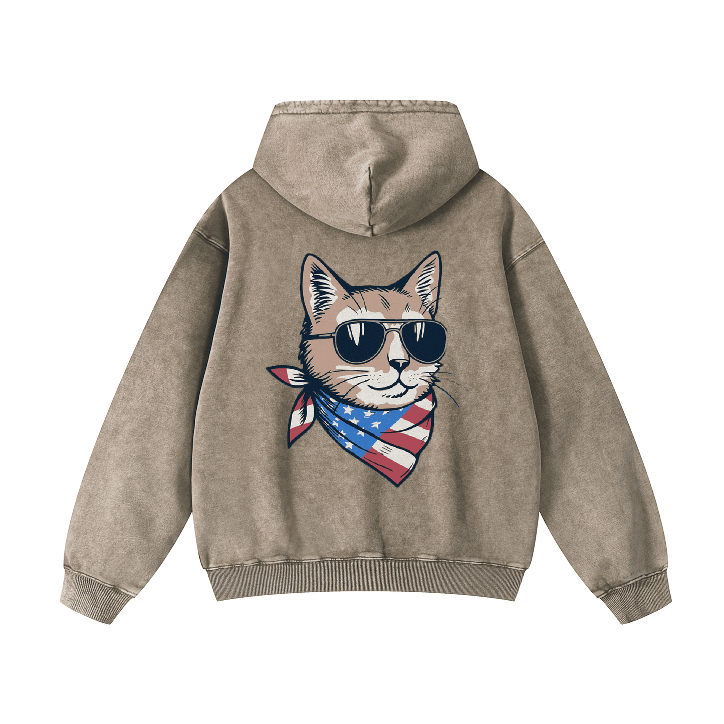 "MEOW & FOREVER" Acid-Washed Cat Hoodies