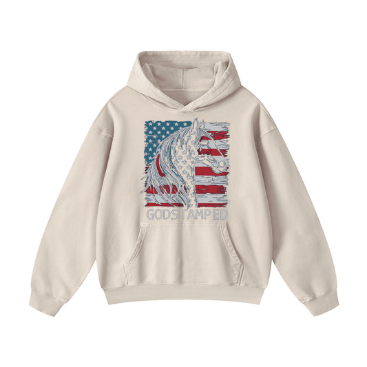 American Quarter Horse Acid Wash Oversized Hoodies