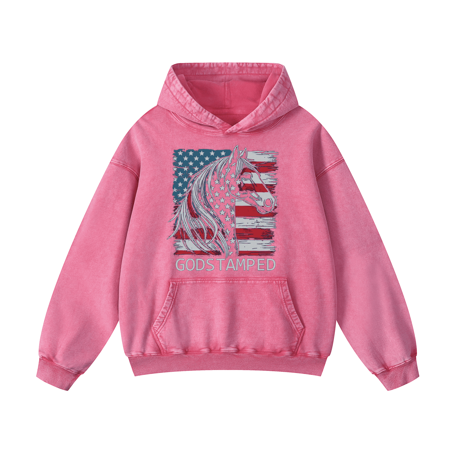 American Quarter Horse Acid Wash Oversized Hoodies(MODEL)