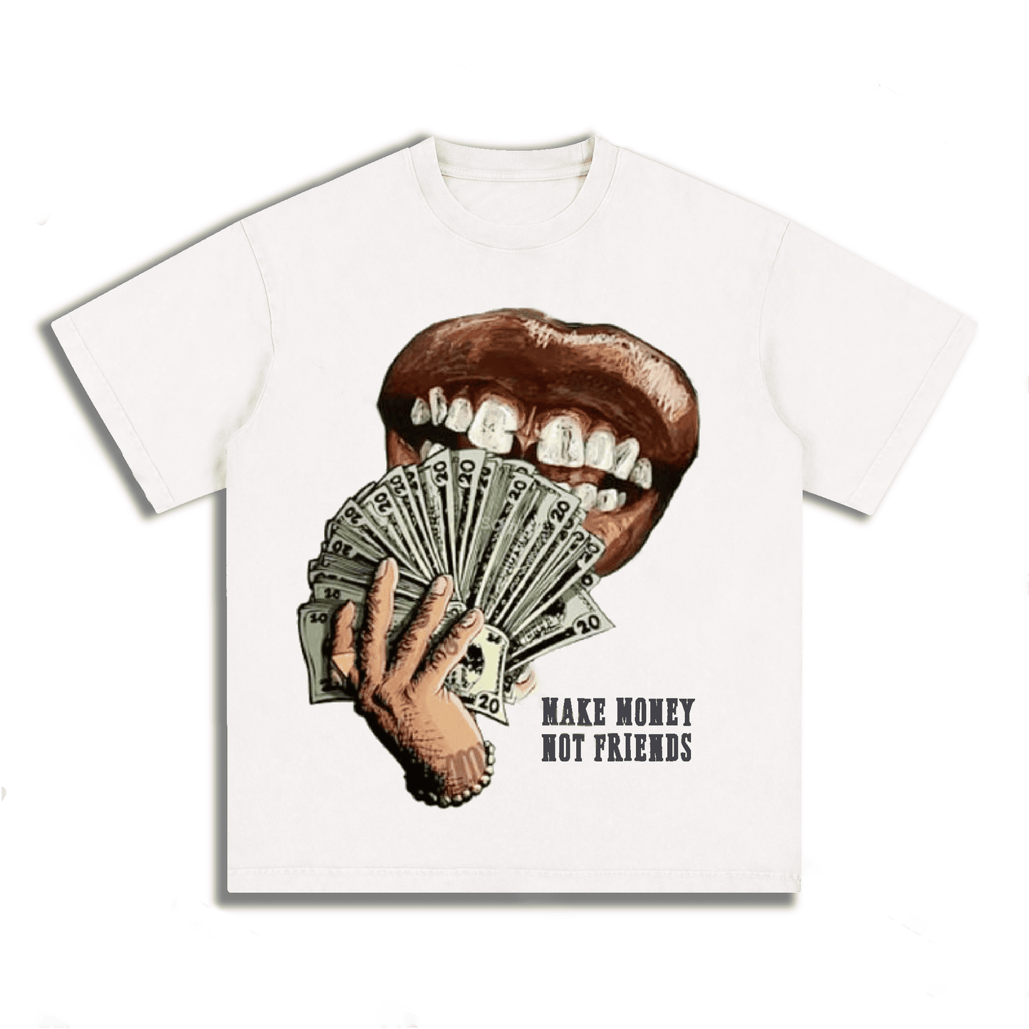 “MAKE MENOY NOT FRIENDS” Style Short-Sleeved T-Shirt