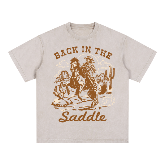"BACK IN THE SADDLE" Heavyweight Cotton Oversized T-Shirts