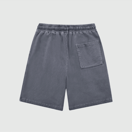 Cartoon Little Devil ,Grinning Cat and Horned Demon Head Snow-Washed Shorts