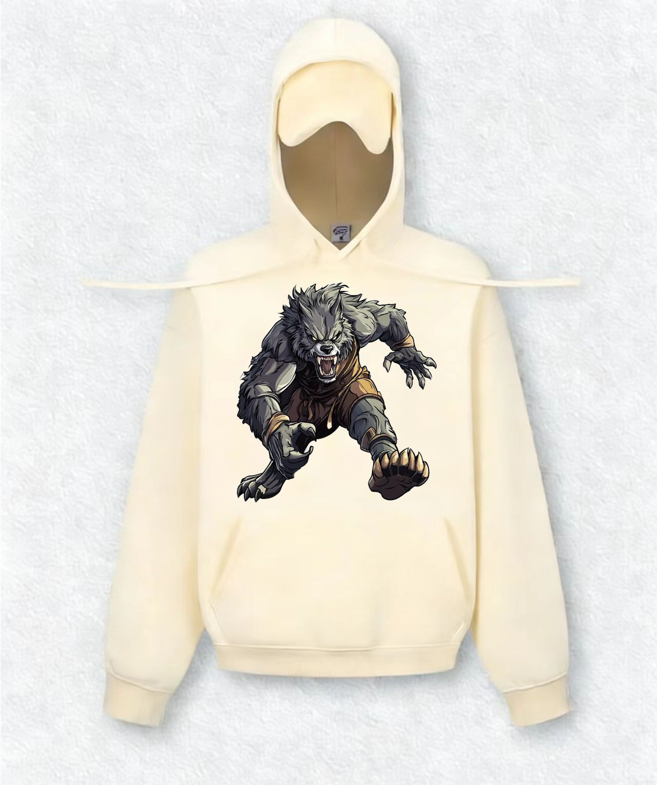 Built-in sleep mask travel hoodies(Ferocious-looking Wolf)