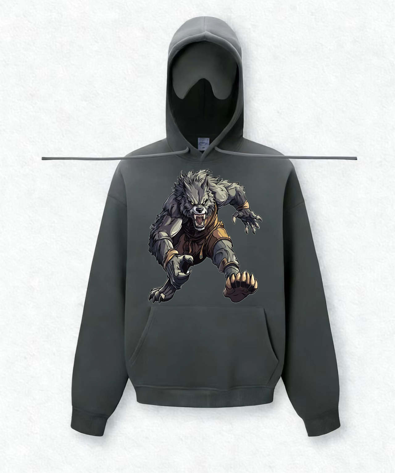 Built-in sleep mask travel hoodies(Ferocious-looking Wolf)