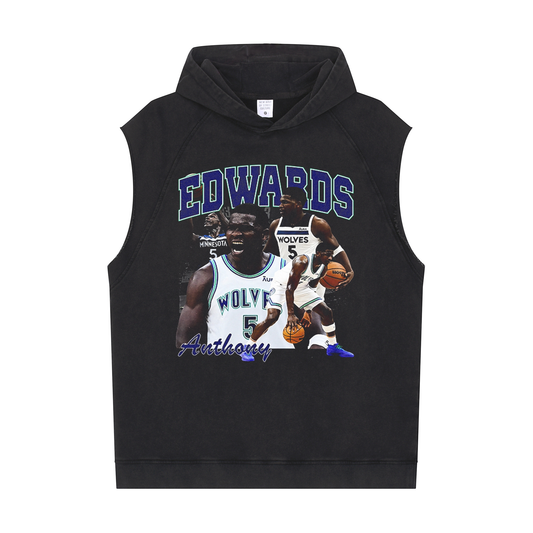 Men's Workout Sleeveless Hoodie (Anthony Edwards - WOLVES)MODEL