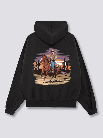 Cowboy Riding in Desert Hoodies