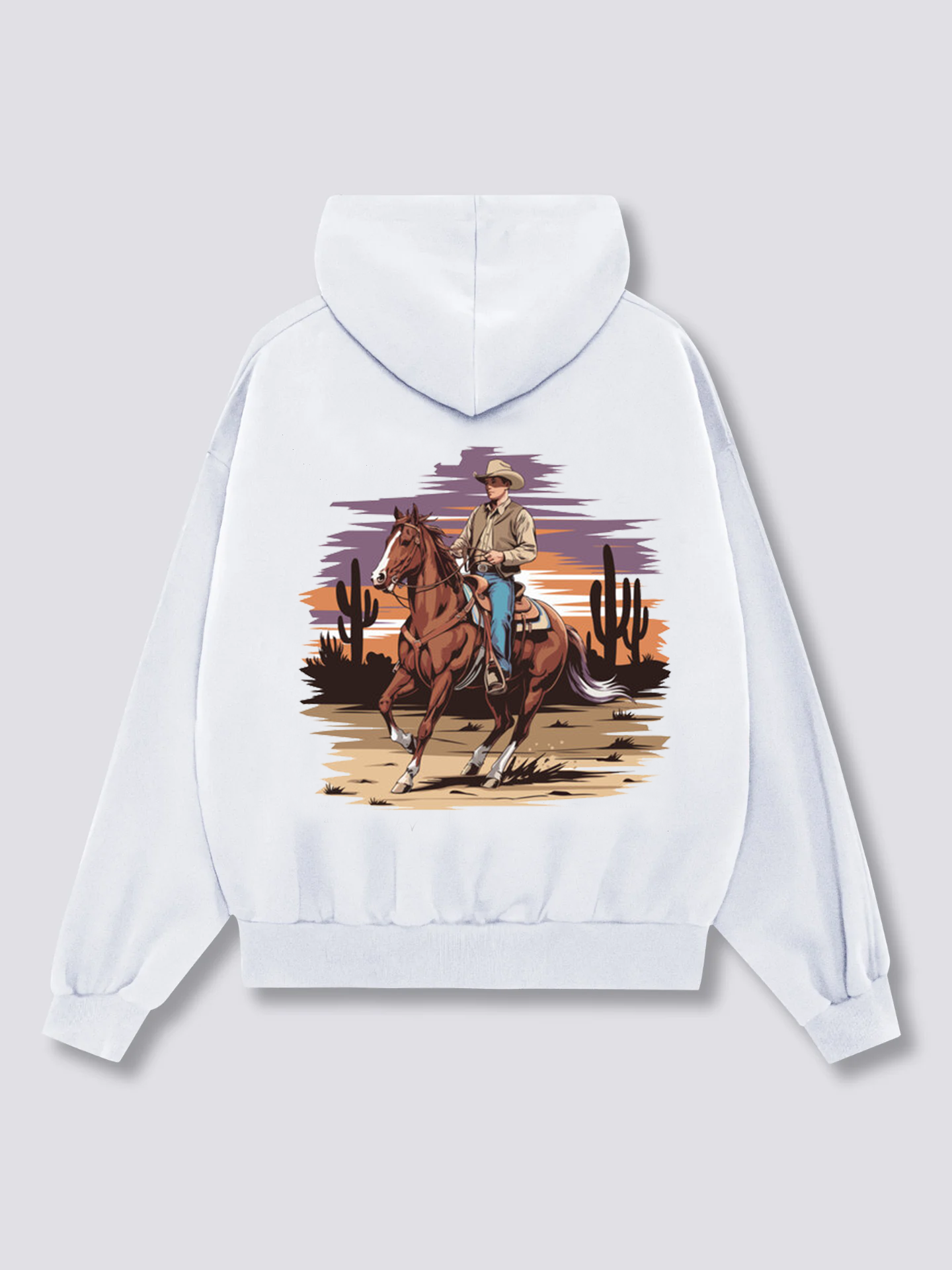 Cowboy Riding in Desert Hoodies