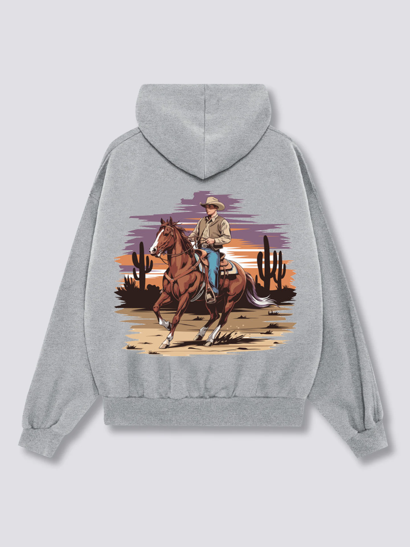 Cowboy Riding in Desert Hoodies