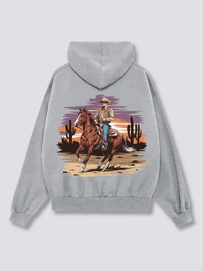 Cowboy Riding in Desert Hoodies