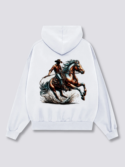 A cowboy galloping on a majestic horse Hoodies
