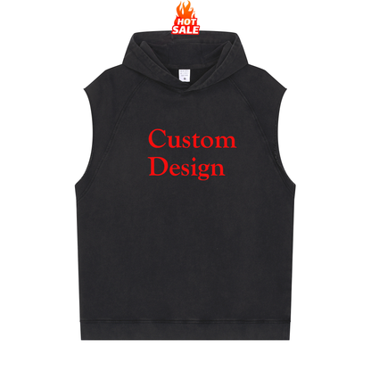 Custom Printing Men's Workout Sleeveless Hoodie