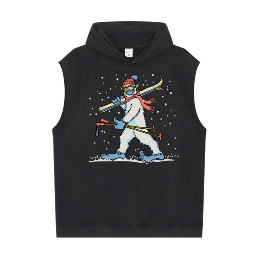 Men's Workout Sleeveless Hoodie Snowflake Sweatshirt(Skiing & Snowboard)