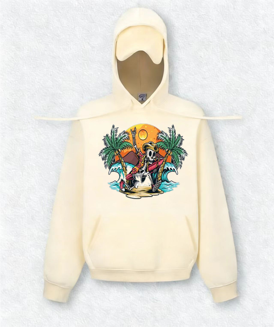 Skull Surfing Travel Hoodies With Eye Mask