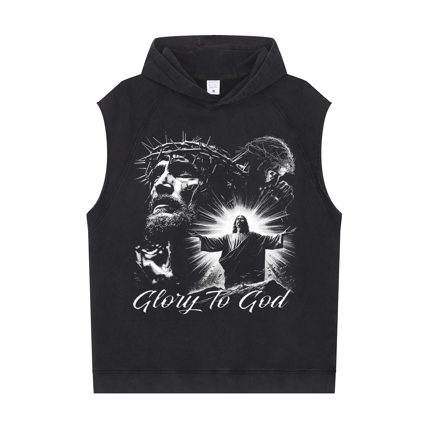 Men's Workout Sleeveless Hoodie Snowflake Sweatshirt(Glory to God)