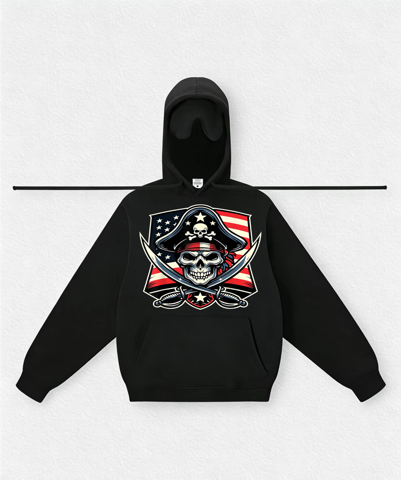USA Flag Skull Travel Hoodies With Eye Mask