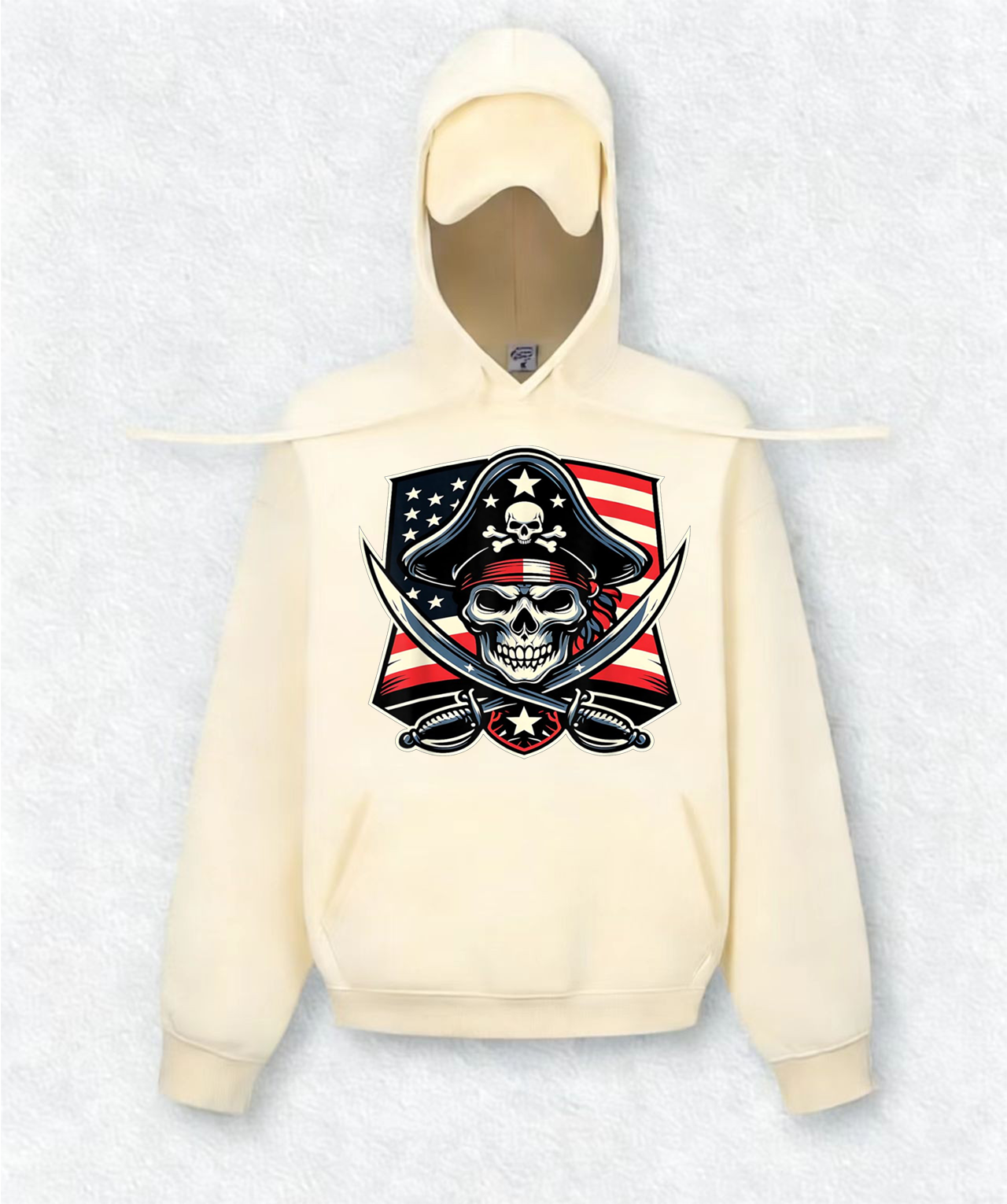 USA Flag Skull Travel Hoodies With Eye Mask