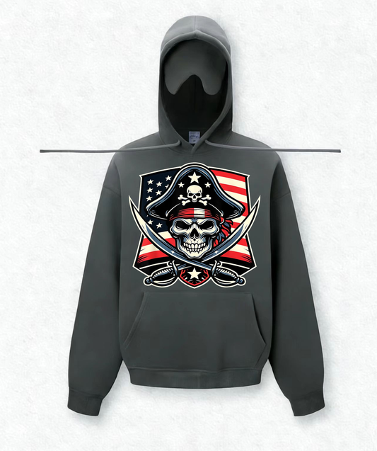 USA Flag Skull Travel Hoodies With Eye Mask