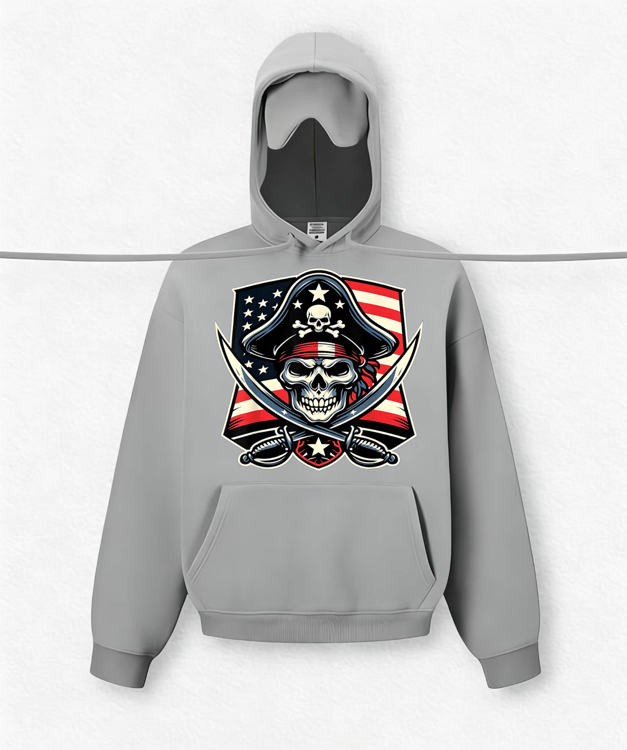 USA Flag Skull Travel Hoodies With Eye Mask