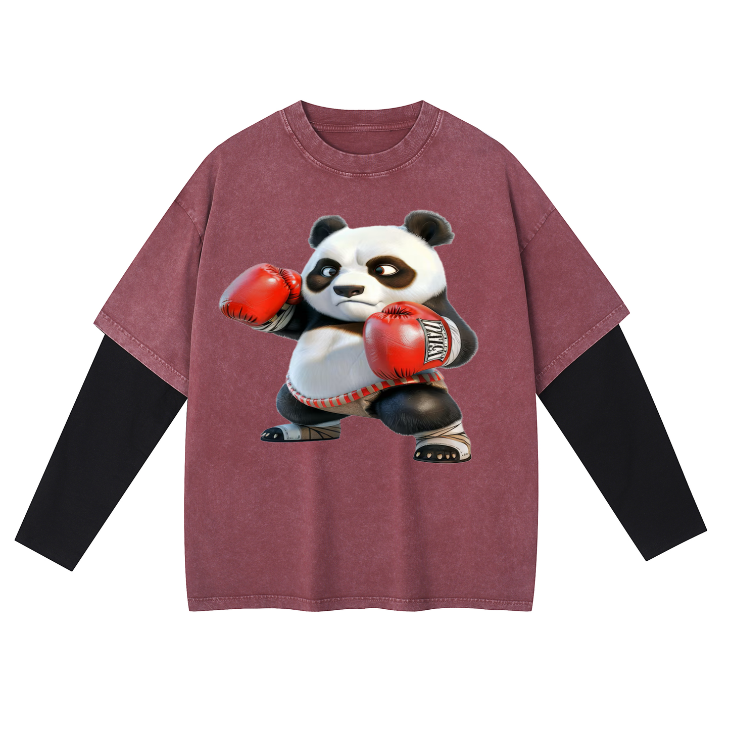 Boxing Panda Layered Long T-Shirt X-101