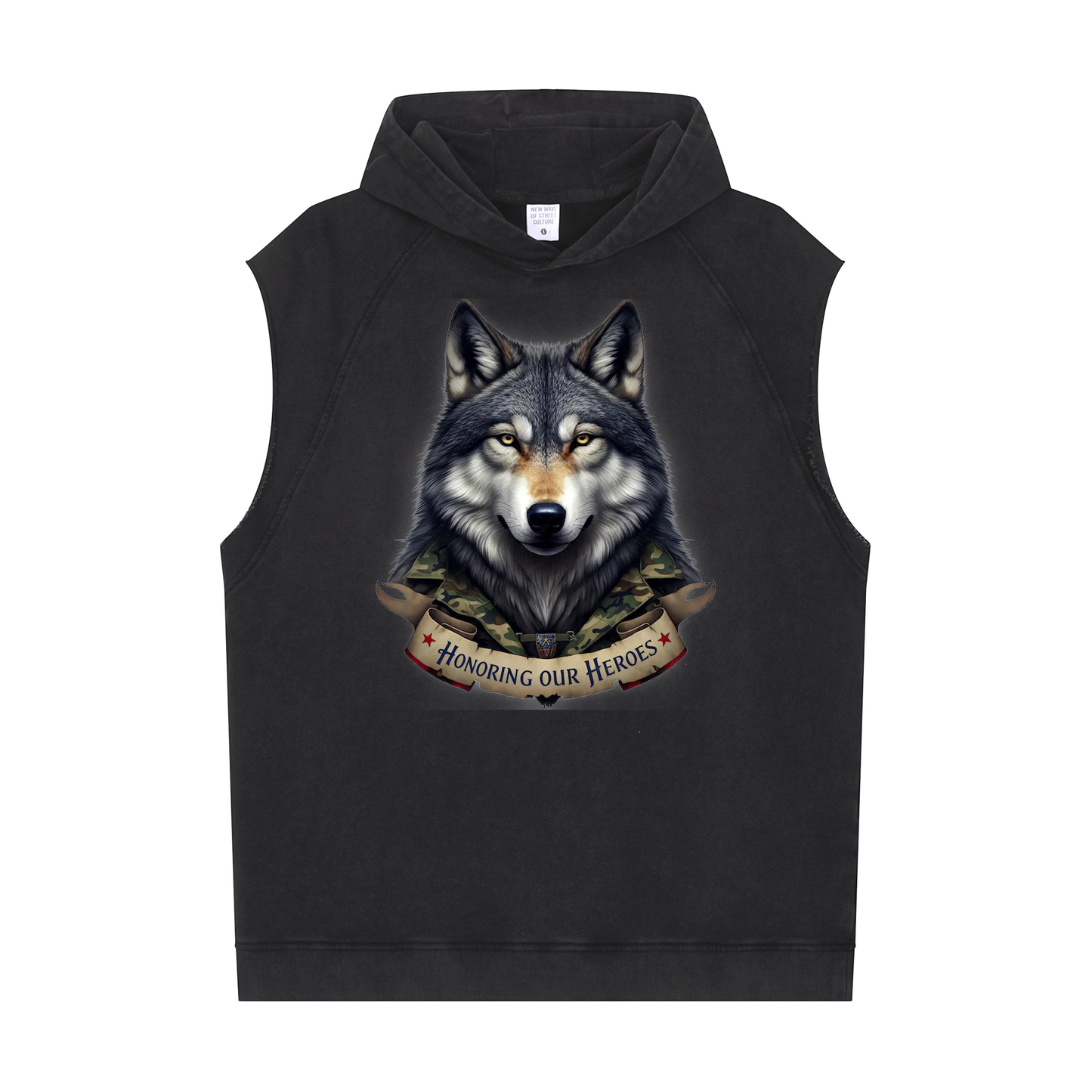 Casual Sports Outdoor Training Wear Men's Sleeveless Hoodie - HONORING OUR HEROES