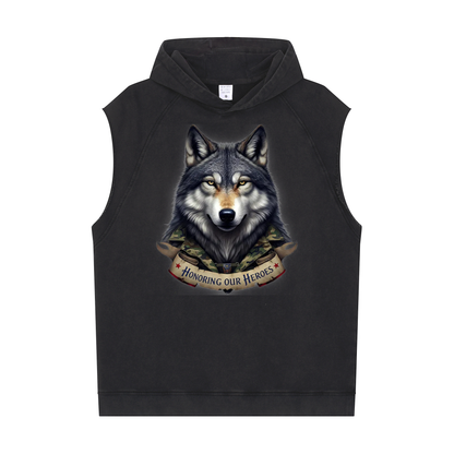 Casual Sports Outdoor Training Wear Men's Sleeveless Hoodie - HONORING OUR HEROES