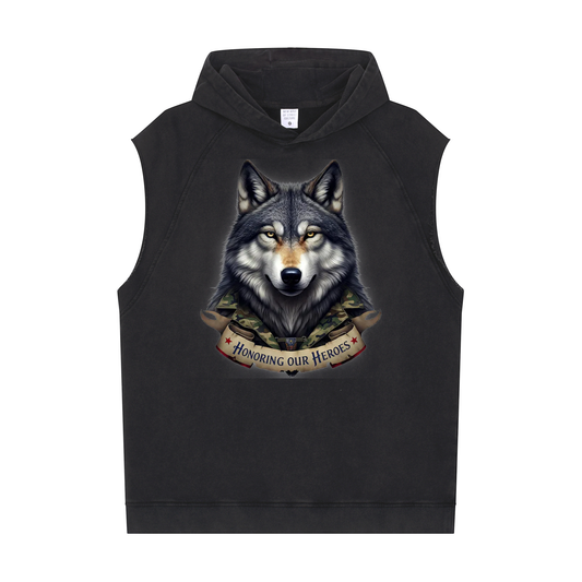 Casual Sports Outdoor Training Wear Men's Sleeveless Hoodie - HONORING OUR HEROES