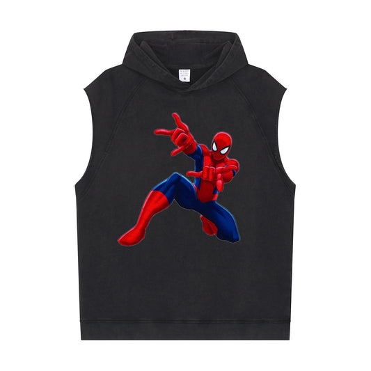 Casual Sports Men's Workout Sleeveless Hoodie(Spider-Man)