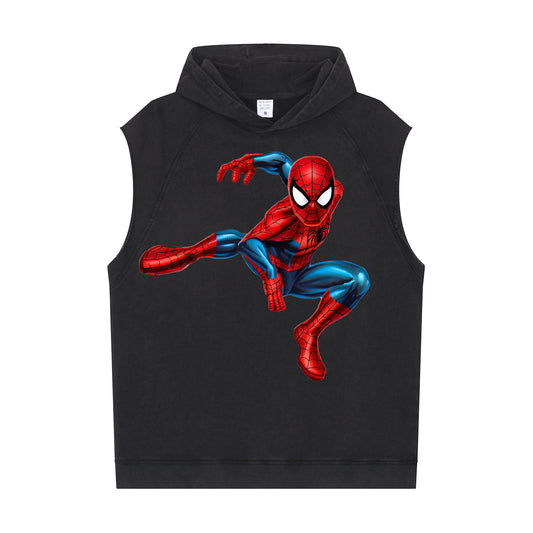 Casual Sports Men's Workout Sleeveless Hoodie(Spider-Man)