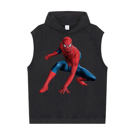 Casual Sports Men's Workout Sleeveless Hoodie(Spider-Man)