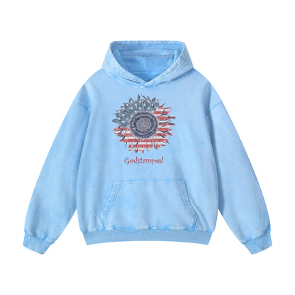American Sunflower Acid-Washed Hoodies