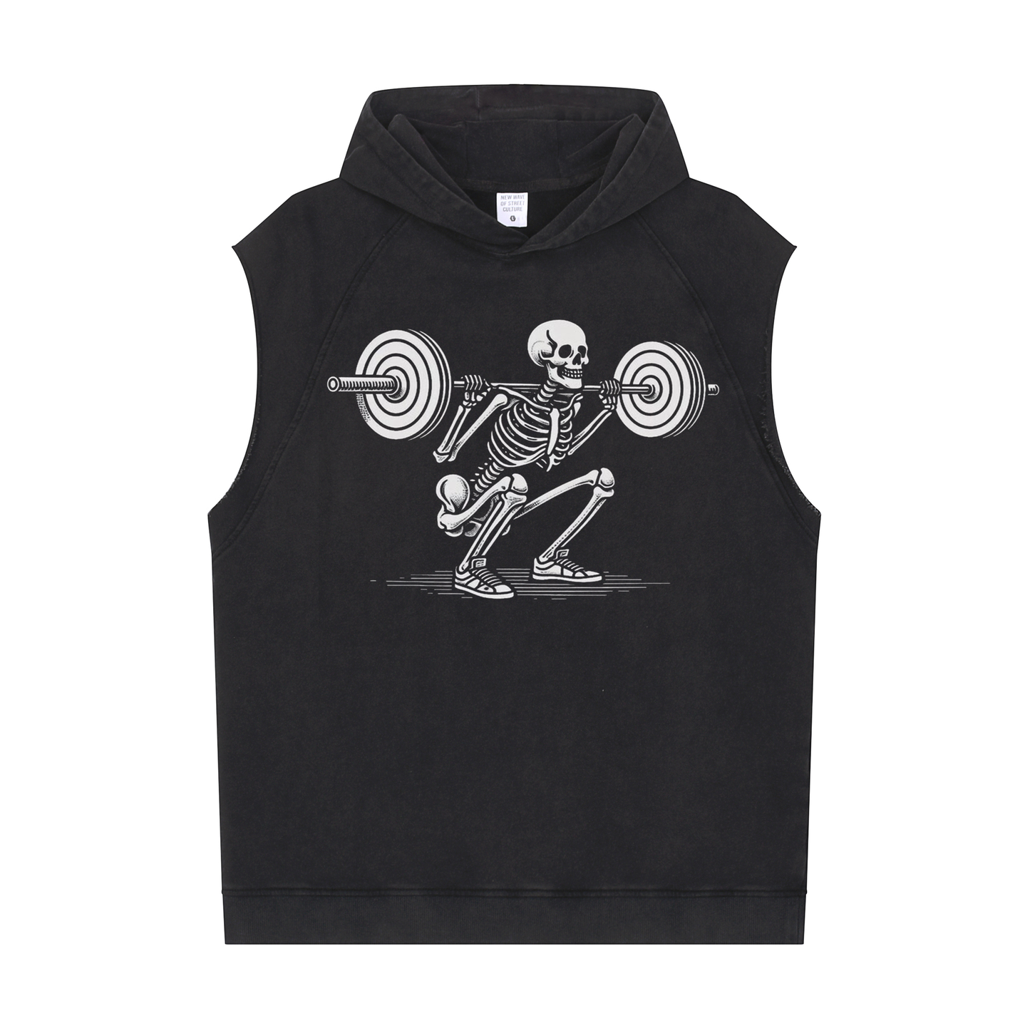 Casual Sports Men's Workout Sleeveless Hoodie ( Lift the Barbell)MODEL