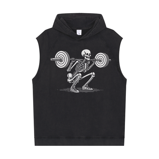Casual Sports Men's Workout Sleeveless Hoodie ( Lift the Barbell)MODEL