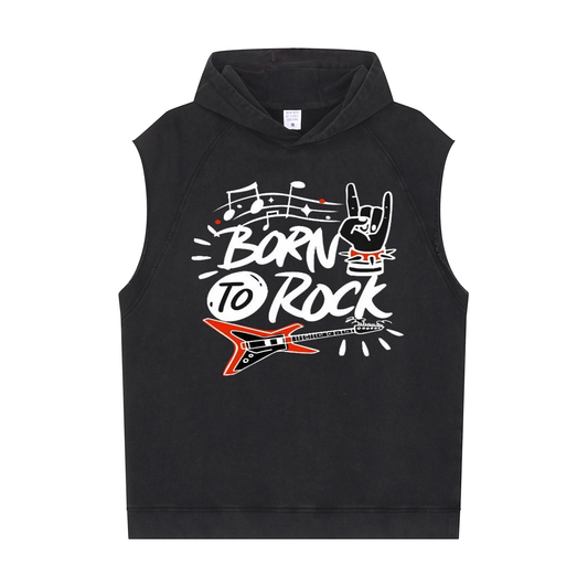 Men's Workout Sleeveless Hoodie Snowflake Sweatshirt(BORN TO ROCK)