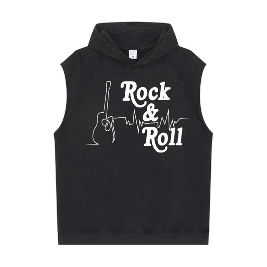 Men's Workout Sleeveless Hoodie Snowflake Sweatshirt(ROCK & ROLL)