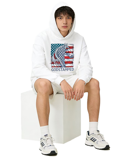 American Quarter Horse Acid Wash Oversized Hoodies（MODEL）