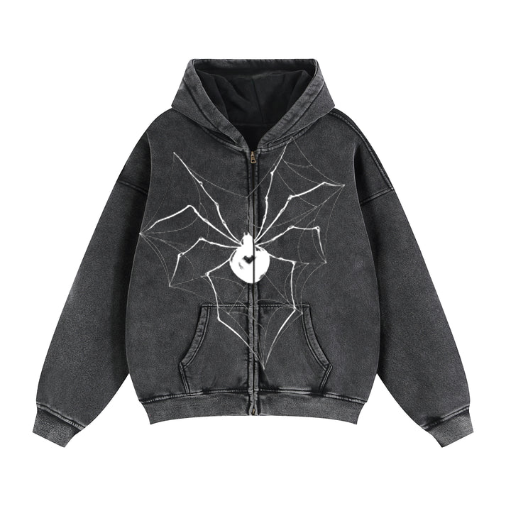 Spider Snowflake casual waist short zip-up jacket