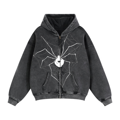 Spider Snowflake casual waist short zip-up jacket