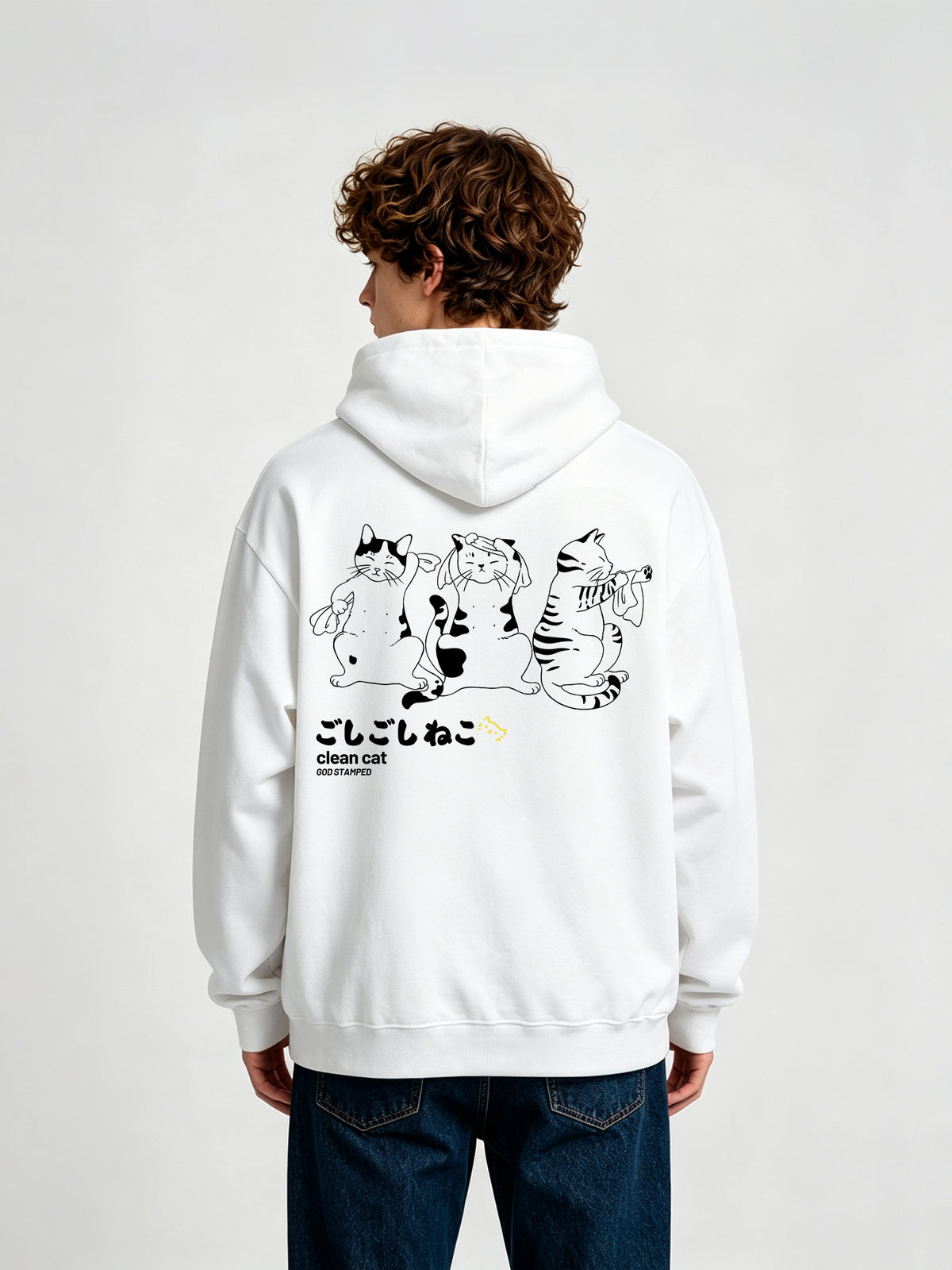 Japanese Bath Cats Line Hoodie