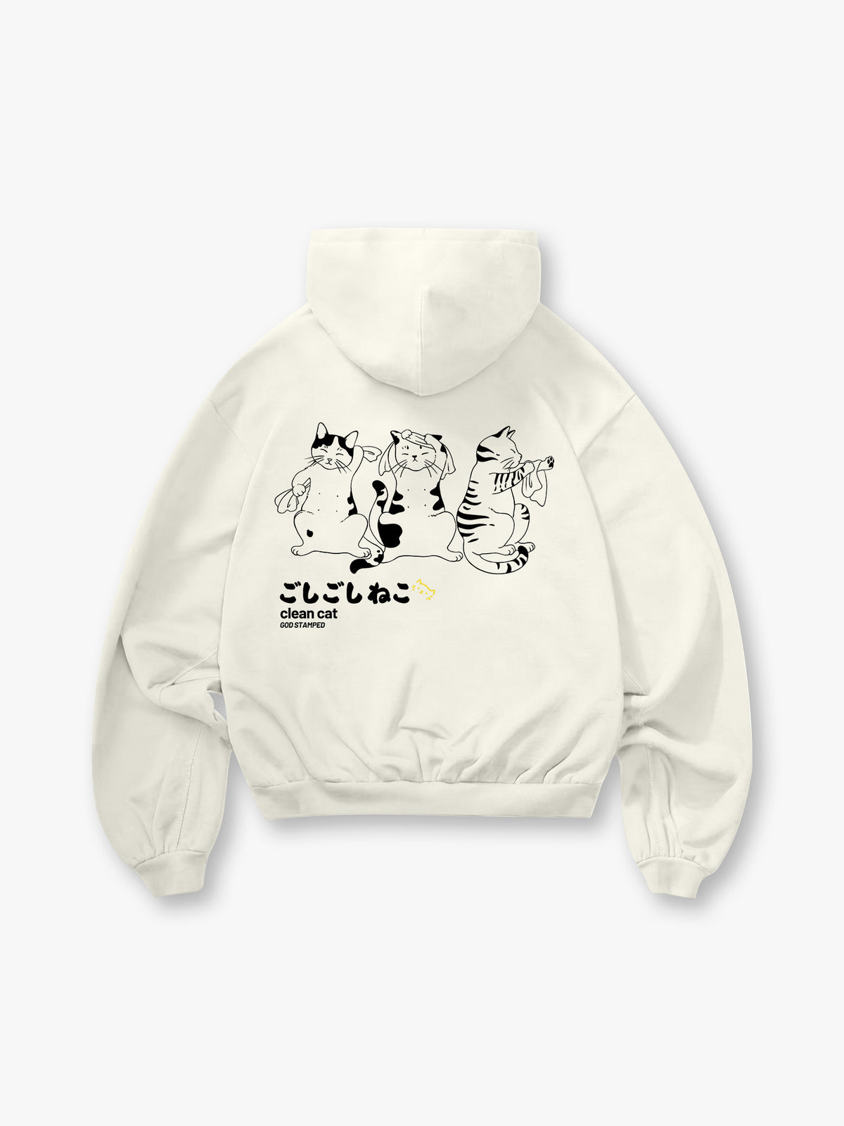 Japanese Bath Cats Line Hoodie