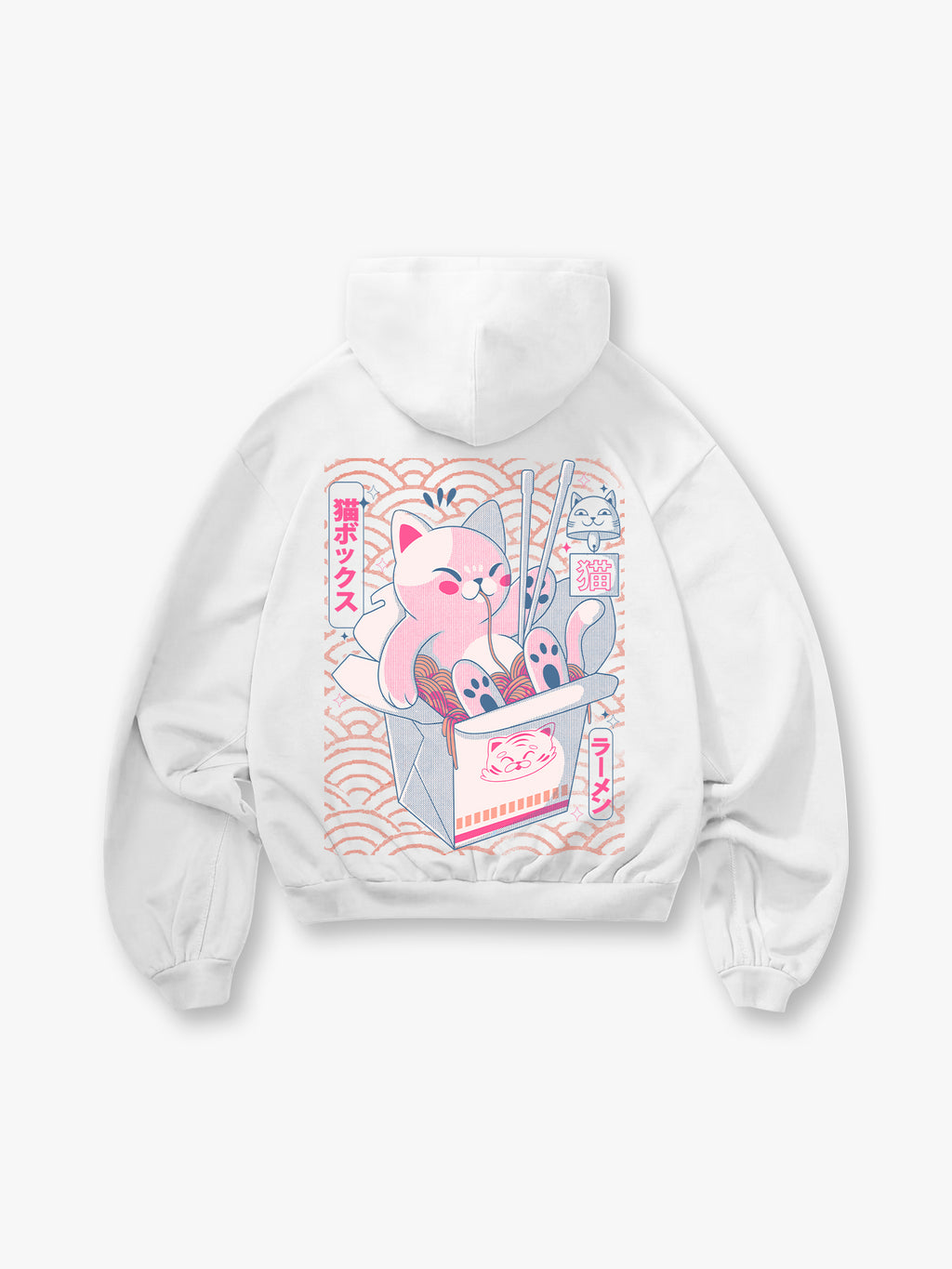 Pink Ramen Cat Japanese Box Noodle Hoodie
