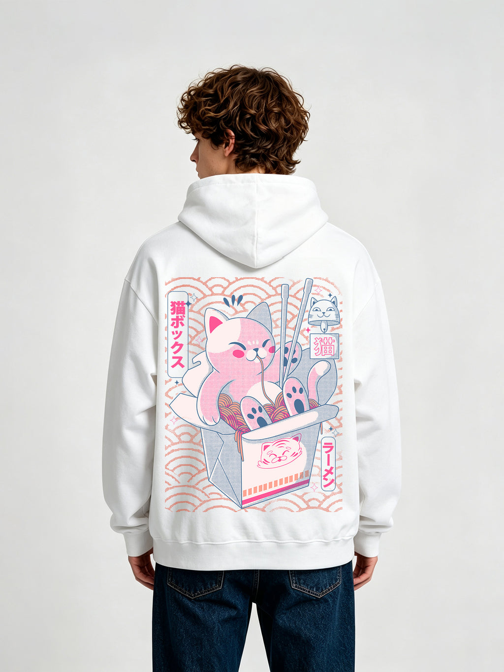 Pink Ramen Cat Japanese Box Noodle Hoodie