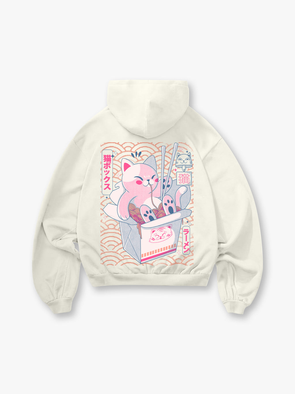 Pink Ramen Cat Japanese Box Noodle Hoodie
