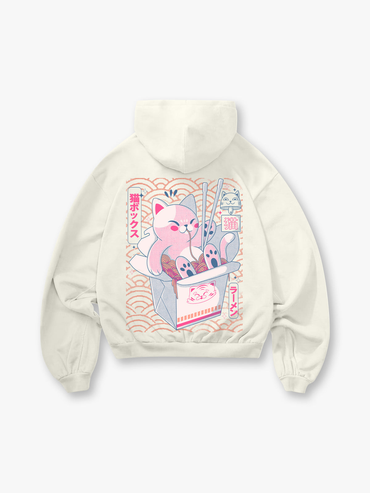 Pink Ramen Cat Japanese Box Noodle Hoodie