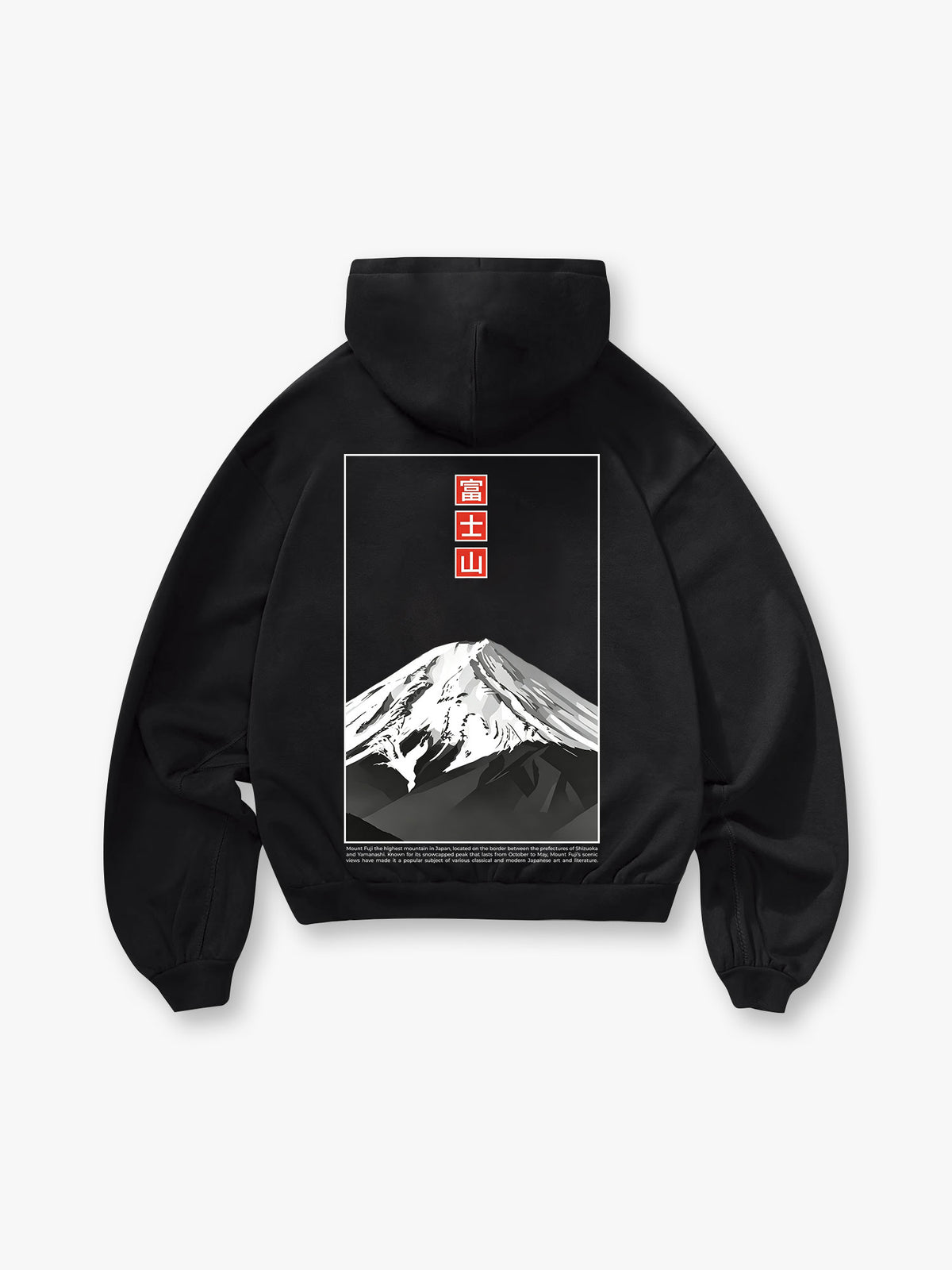 Mount Fuji Kanji Poster Hoodie