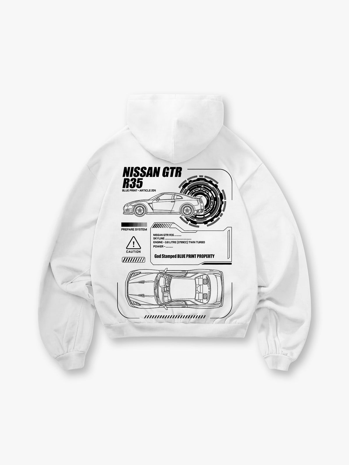 GTR R35 Blueprint Car Hoodie
