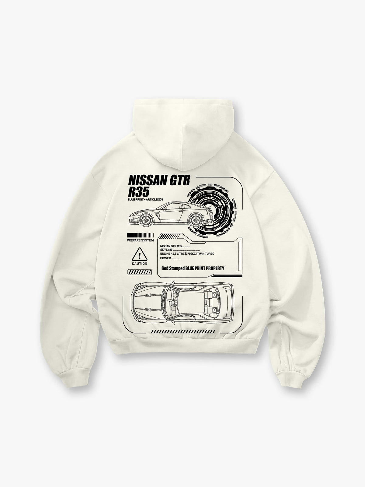 GTR R35 Blueprint Car Hoodie
