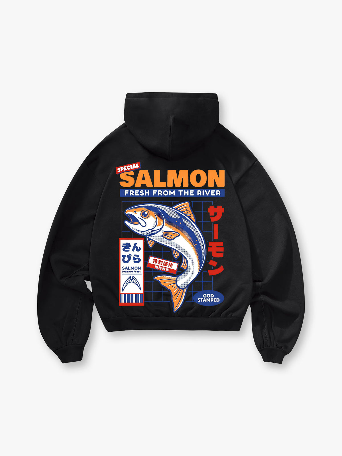 Japanese Salmon Market Poster Hoodie